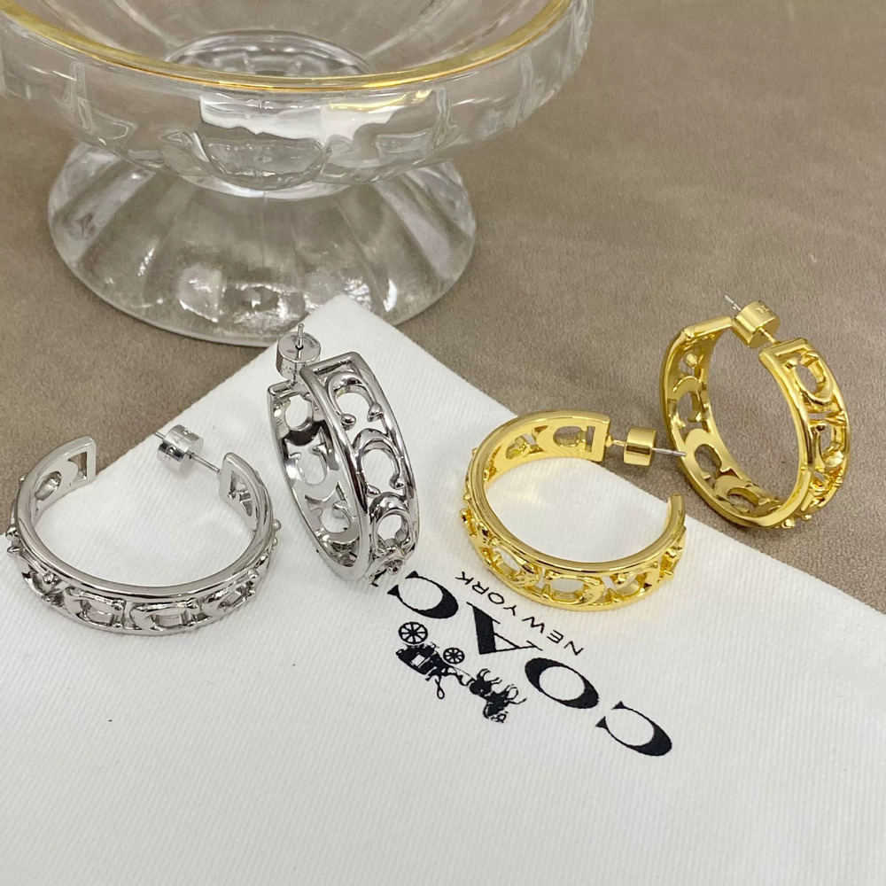Coach Hollow Out Letter Metal Large Earrings